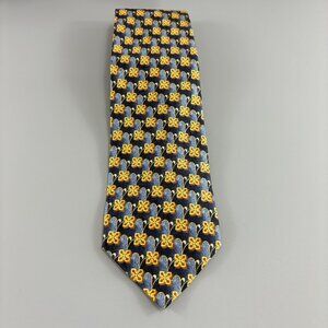 Ermenegildo Zegna Design Exclusive Men's Tie Blue / Gold Extra Long 3 3/4" x 62"